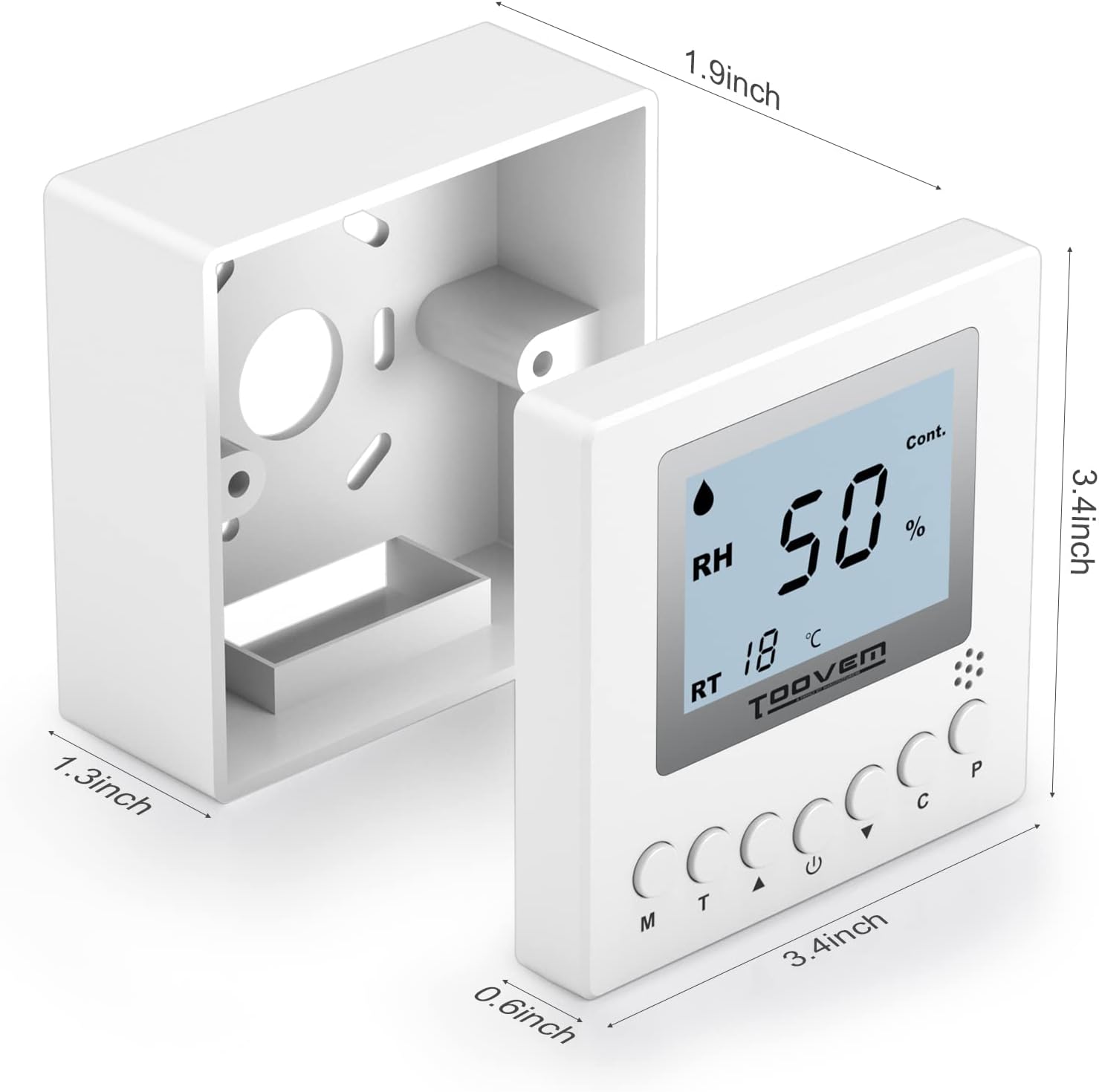 BaseAire Dehumidifier Remote Controller for Digital Humidity, Temperature, Adapt the Humidity Level, Suitable for Dehumidifier Airwerx 35P, 55, 65X, 55S WiFi, 65XS WiFi, 90, 90X, 100X, 120X,White