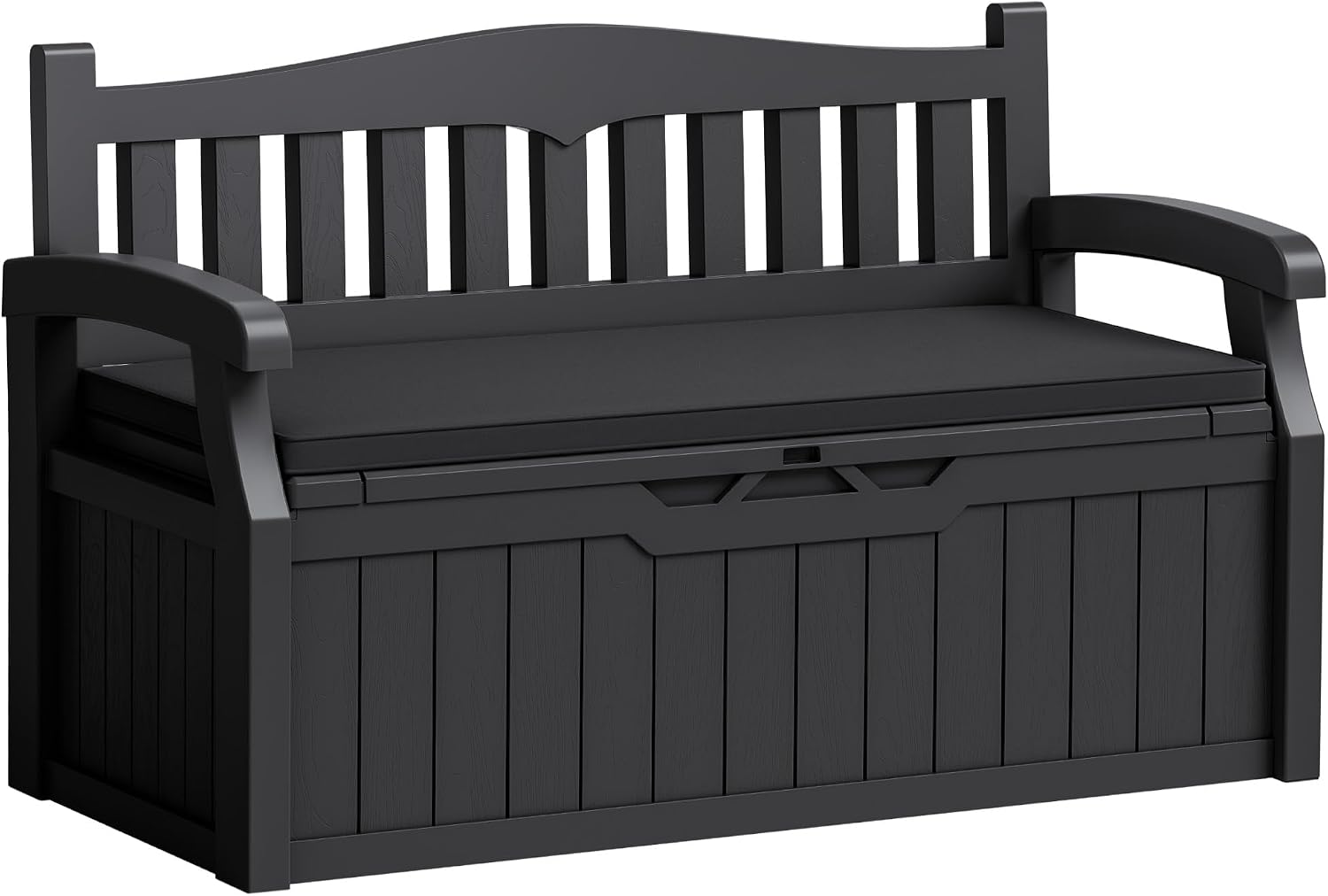 Flamaker 80 Gallon Storage Bench with Cushions Outdoor Indoor, Durable All-Weather Seating with Hidden Storage, Lockable Deck Box for Garden, Patio, Poolside (Black)