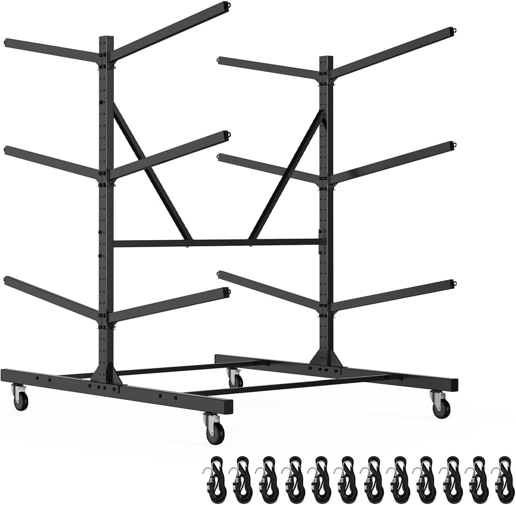 Kayak Storage Rack, Heavy Duty Freestanding Kayak Rack for Garage and Outdoor Storage, Kayak Stand Adjustable for Kayak, Canoe, Surfboard and Paddle Board