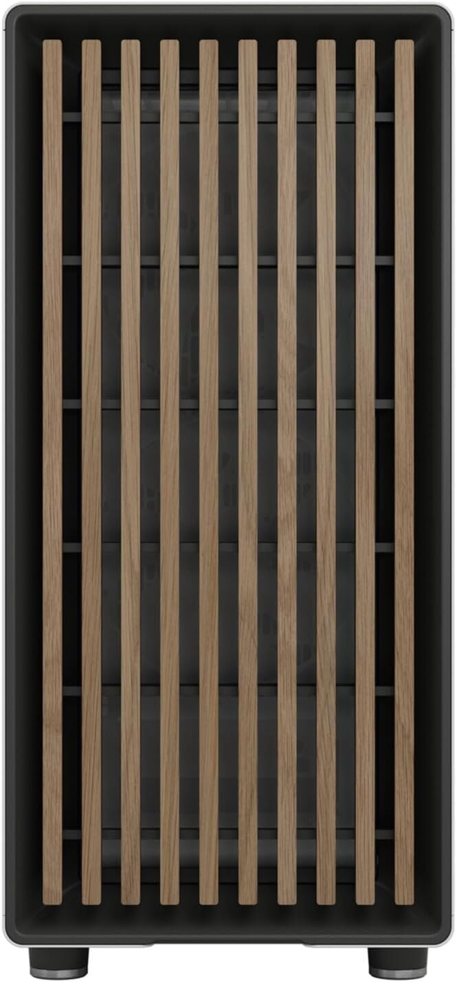 Fractal Design North Chalk White Tempered Glass Clear - Genuine Oak Wood Front - Glass Side Panel - Two 140mm Aspect PWM Fans Included - Type C USB - ATX Airflow Mid Tower PC Gaming Case