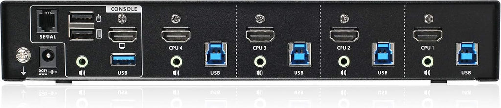 IOGEAR 4-Port HDMI 4K KVMP Switch - 2-Port USB 3.1 Hub Transfer Rate 5Gbps - 4K 60Hz - Control 4 Computers w/1 Keyboard Mouse - HD Audio - Auto Scan Mode - TAA - Mac/Win - GCS1934H