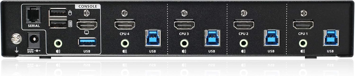 IOGEAR 4-Port HDMI 4K KVMP Switch - 2-Port USB 3.1 Hub Transfer Rate 5Gbps - 4K 60Hz - Control 4 Computers w/1 Keyboard Mouse - HD Audio - Auto Scan Mode - TAA - Mac/Win - GCS1934H