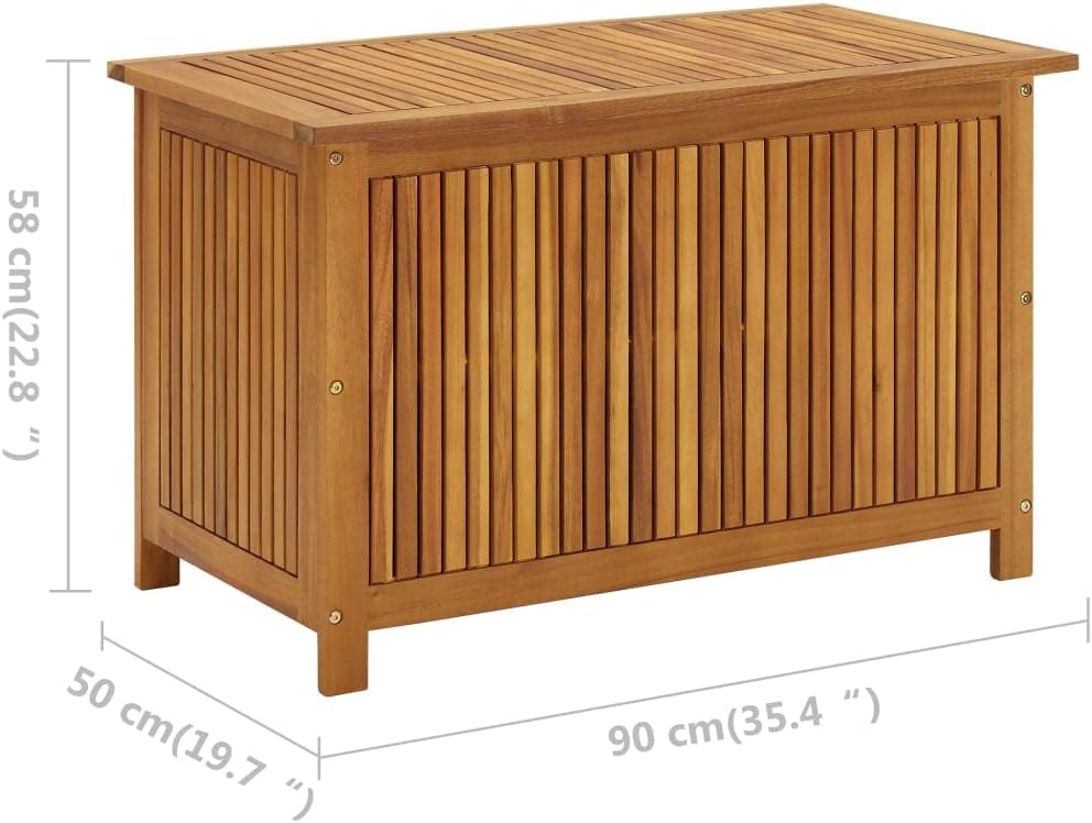 Solid Wood Outdoor Storage Bench,Solid Acacia Wood Garden Deck Box Patio Storage Box with Liftable Top Outdoor Wooden Storage Container for Patio,Backyard,Poolside, 35.4'x19.7'x22.8'