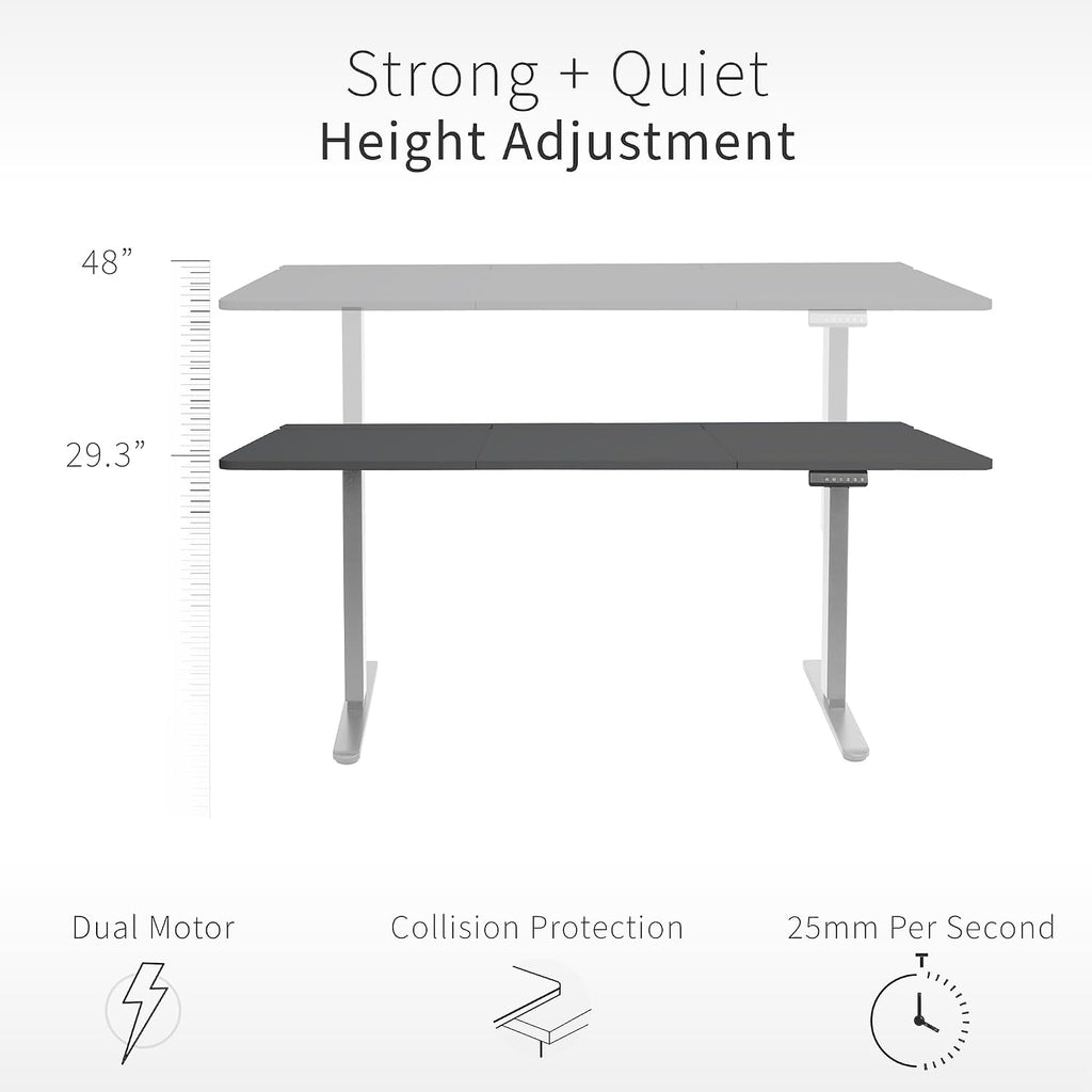 VIVO Electric 60 x 30 inch Standing Desk with Concealed Cable Trays and Full-Size Mouse Pad, Dual Motor Memory Controller Height Adjustment, Black Top Gray Frame, DESK-KIT-E2G-P3B