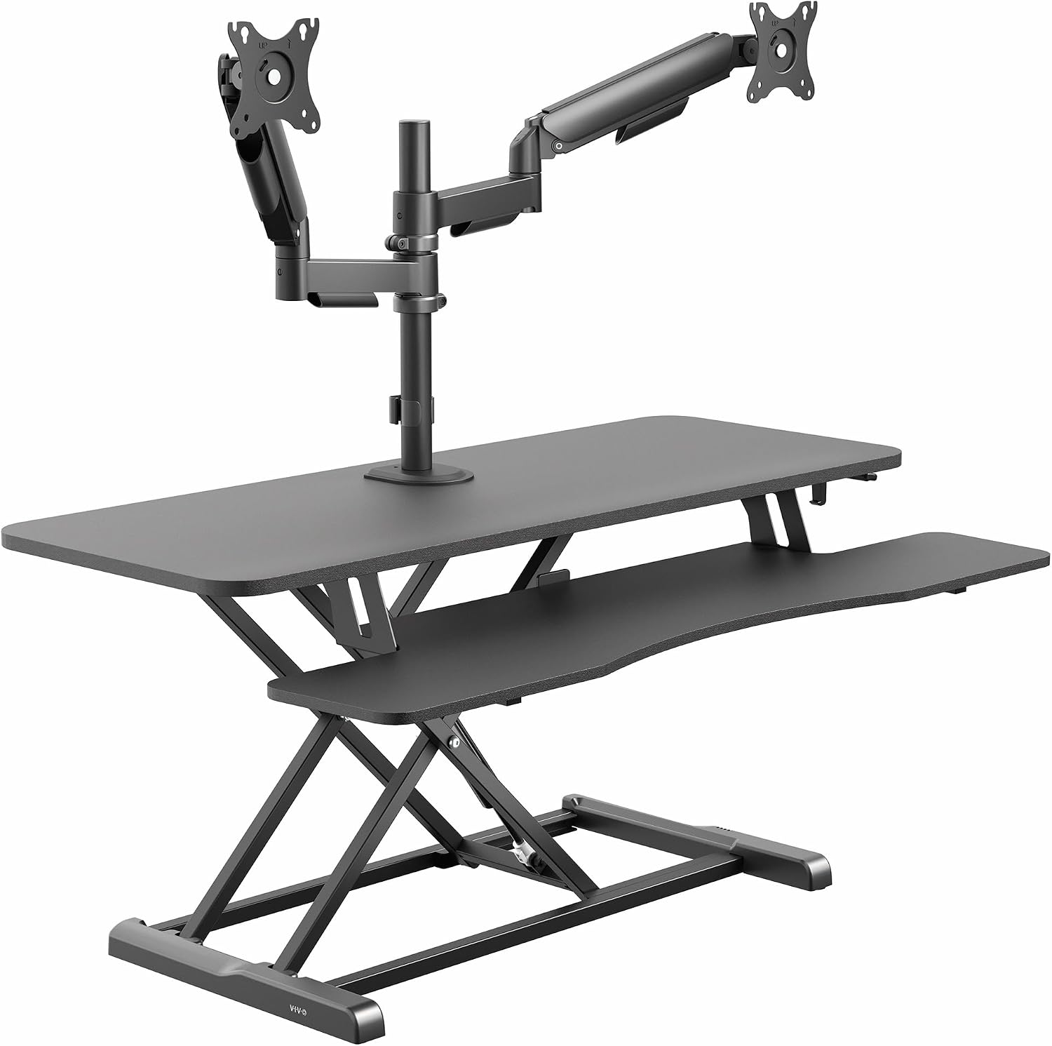 VIVO 42 inch Standing Desk Converter with Dual Monitor Mount for up to 32 inch Screens, Height Adjustable Riser with Mechanical Spring Arms, Black, DESK-KIT-042K2K