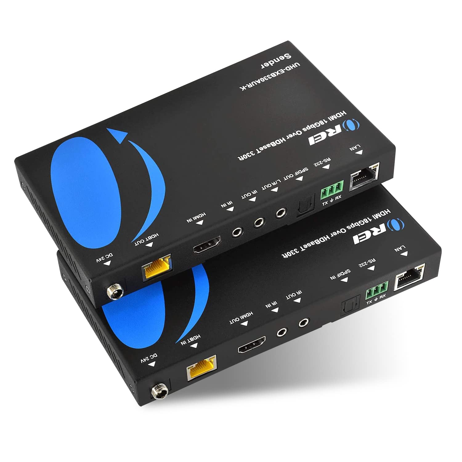 OREI 4K HDMI Extender Balun- HDBaseT UltraHD 4K 60Hz 4:4:4 over Single CAT5e/6/7 Cable with HDR, KVM, CEC, ARC , IR Support, RS-232 - upto 330 Ft