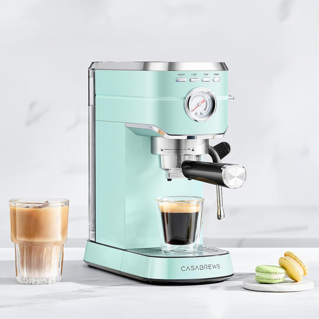 CASABREWS CM5418 Espresso Machine 20 Bar, Compact Espresso Maker with Steam Milk Frother, Stainless Steel Coffee Machine with 34oz Removable Water Tank for Cappuccino Latte, Pastel Green