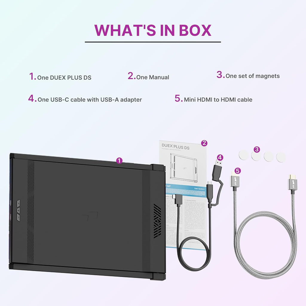 Duex Plus DS New Mobile Pixels Portable Monitor for Laptops(2026 Upgraded), 13.3' Full HD IPS Laptop Screen Extender, USB C/HDMI Powered Plug and Play, Windows/Mac/Android/Switch Compatible