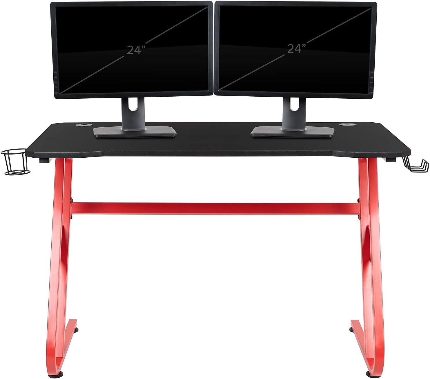 Flash Furniture Fisher Red Gaming Ergonomic Desk with Cup Holder and Headphone Hook