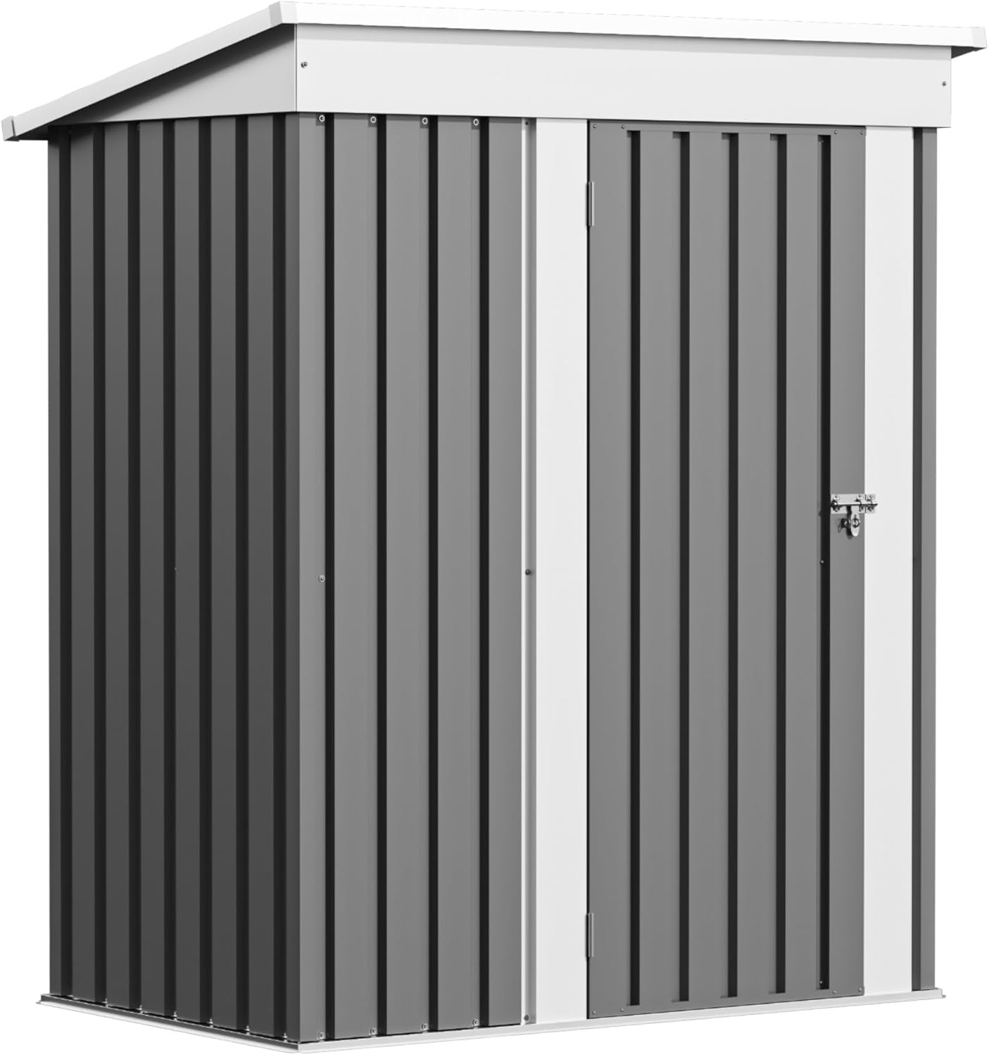 Patiolife 5x3 FT Outdoor Storage Shed, Metal Shed with Lockable Door & Sloping Roof, Steel Tool Shed for Backyard Patio Lawn, Grey
