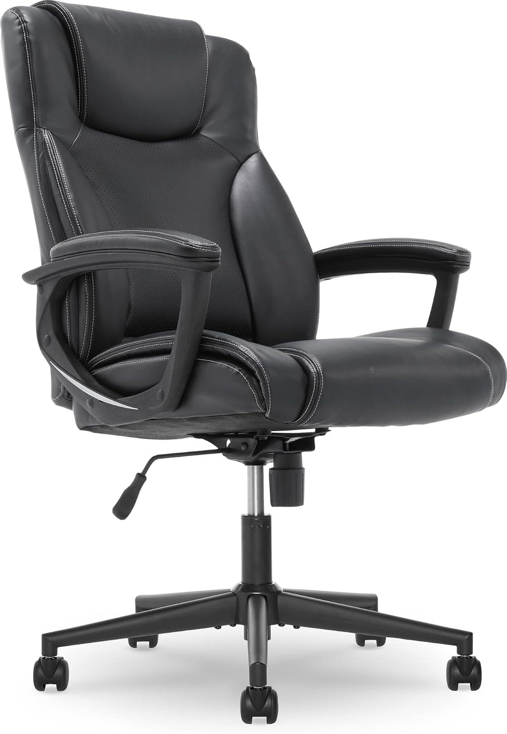 Serta Connor Executive Office Chair, Ergonomic Computer Chair with Layered Body Pillows, Contoured Lumbar, Adjustable Seat Height, Bonded Leather, Black