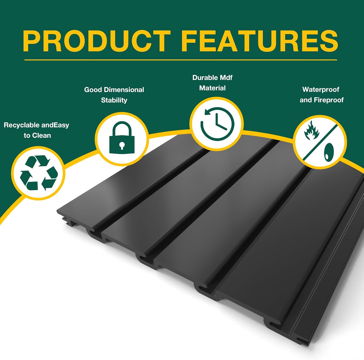 Yuzzy Slat Wall Paneling 4 x 8ft, Garage Slatwall Panel Wall Storage Systems, Heavy Duty PVC Garage Wall Organization (Black)