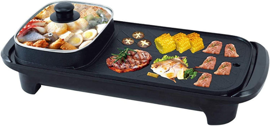 Smoke Free Electric Grill, 2-In-1 Electric Grill Grill Smokeless Indoor Machine for 6 People for Cheese, Thermostat Control, Non-Stick Material, Easy To Clean 1360 Watts
