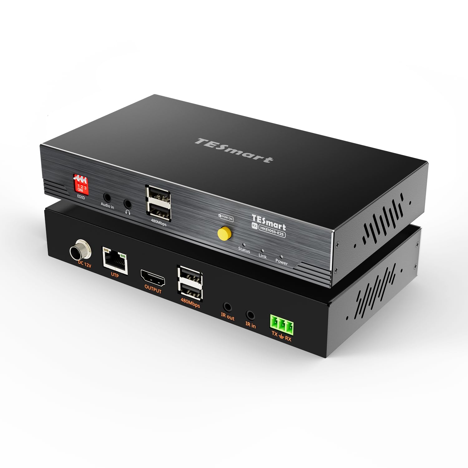 TESmart 4K@30Hz HDMI KVM Extender 328ft/100m Over CAT6/6A – PoE Powered | Bidirectional Audio & IR | RS232 Extension | Advanced EDID | USB 2.0 | Remote Power Switch Support