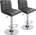 Leopard Bar Stools, Modern PU Leather Adjustable Swivel Bar Stool with Back, Set of 2 (Grey)