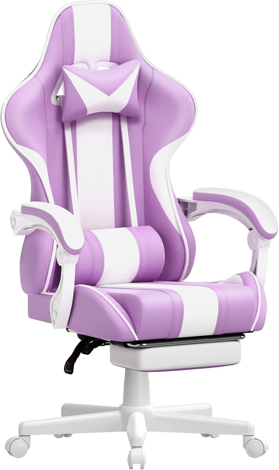 Ferghana Gaming Chairs, Ergonomic Racing Style PC Game Computer Chair with Headrest Lumbar Support Adjustable Recliner PU Leather Video Computer Chair(Light Purple)