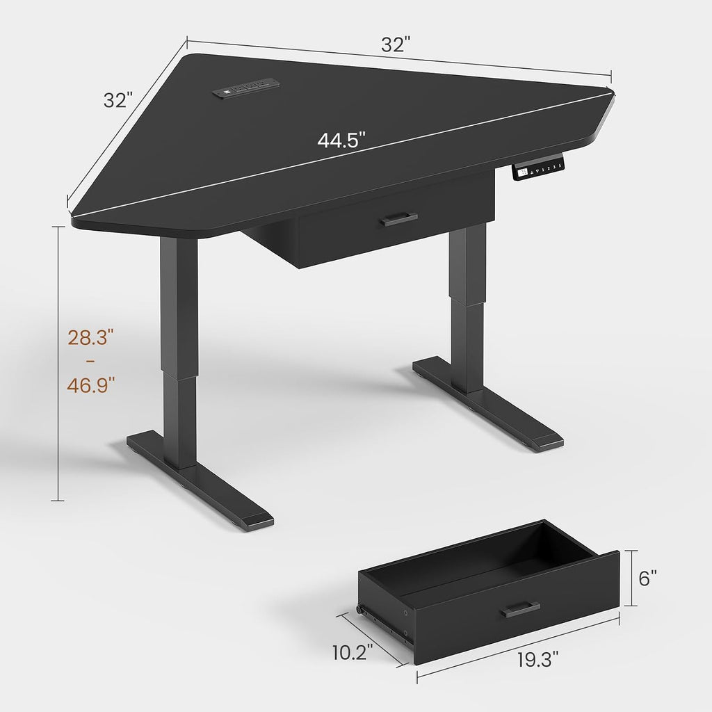 SEDETA Corner Standing Desk, 32'' Small Height Adjustable Electric Computer Desk with Drawer for Gaming, Small Space, Stand up Home Office Writing Desk, Small Gaming Table, Black