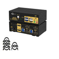 2 Port 8K60Hz 4K144Hz Dual Monitor KVM Switch HDMI with Cables, Audio, Microphone, 2 pcs USB 3.0 Peripheral Hub for Keyboard Mouse 2 Computers Sharing 2 Monitors
