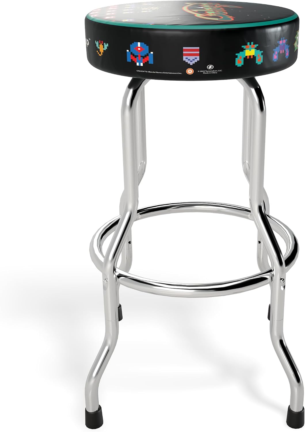 ARCADE1UP Officially Licensed Adjustable Stool with Chrome-Plated Steel Frame and High-Density Foam Padding for Supreme Gaming Comfort (Galaga)