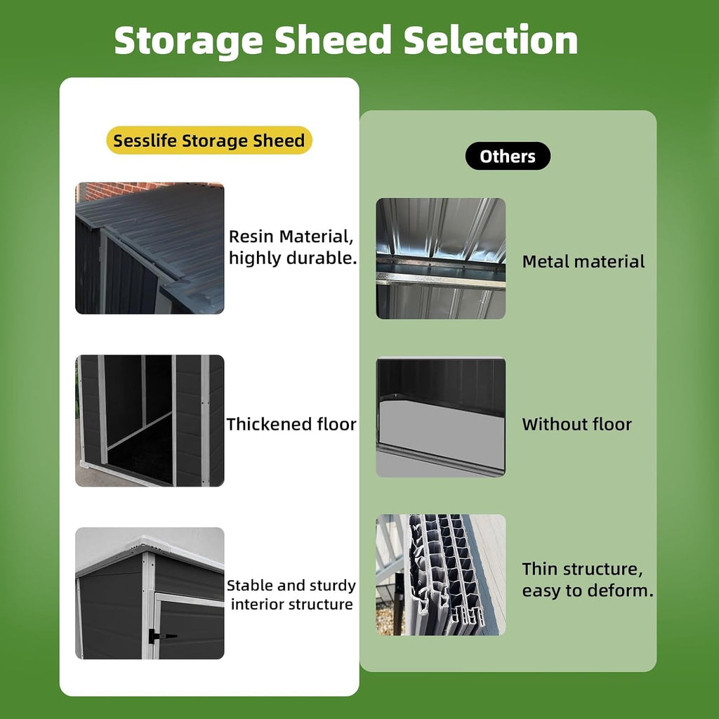 Outdoor Storage Shed 6 x 4.4 FT, Heavy-Duty Resin Tool Shed with Reinforced Floor, Lockable Door & Vent, Weather-Resistant Garden Shed for Lawn Equipment & Bikes (Black)