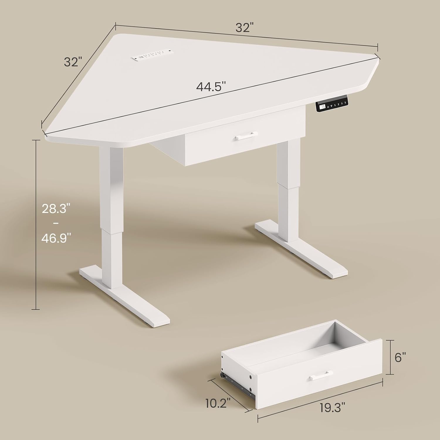 SEDETA Corner Standing Desk, 32'' Small Height Adjustable Electric Computer Desk with Drawer for Gaming, Small Space, Stand up Home Office Study Writing Desk, White