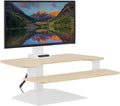 Vari VariDesk Premier Electric Converter - Standing Desk Height Adjustable Riser - Stand Up Converter for Home Office Workspace - Single Monitor Mount Computer Workstation (Light Wood)