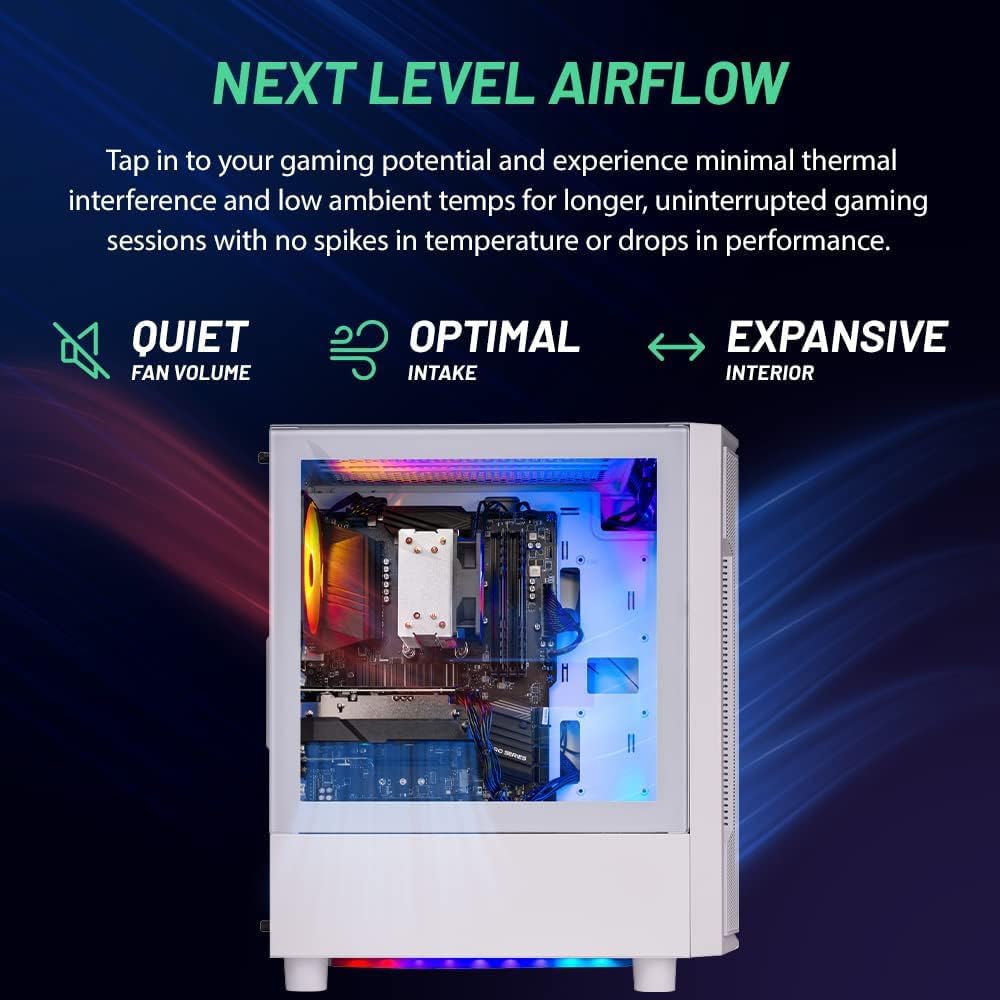 Skytech Gaming Archangel Desktop PC, Intel i5 14400F 2.5 GHz (4.7GHz Turbo), NVIDIA RTX 5060, 1TB Gen4 NVMe SSD, 16GB DDR5 RAM 5200, 650W Gold PSU, Wi-Fi, Win 11