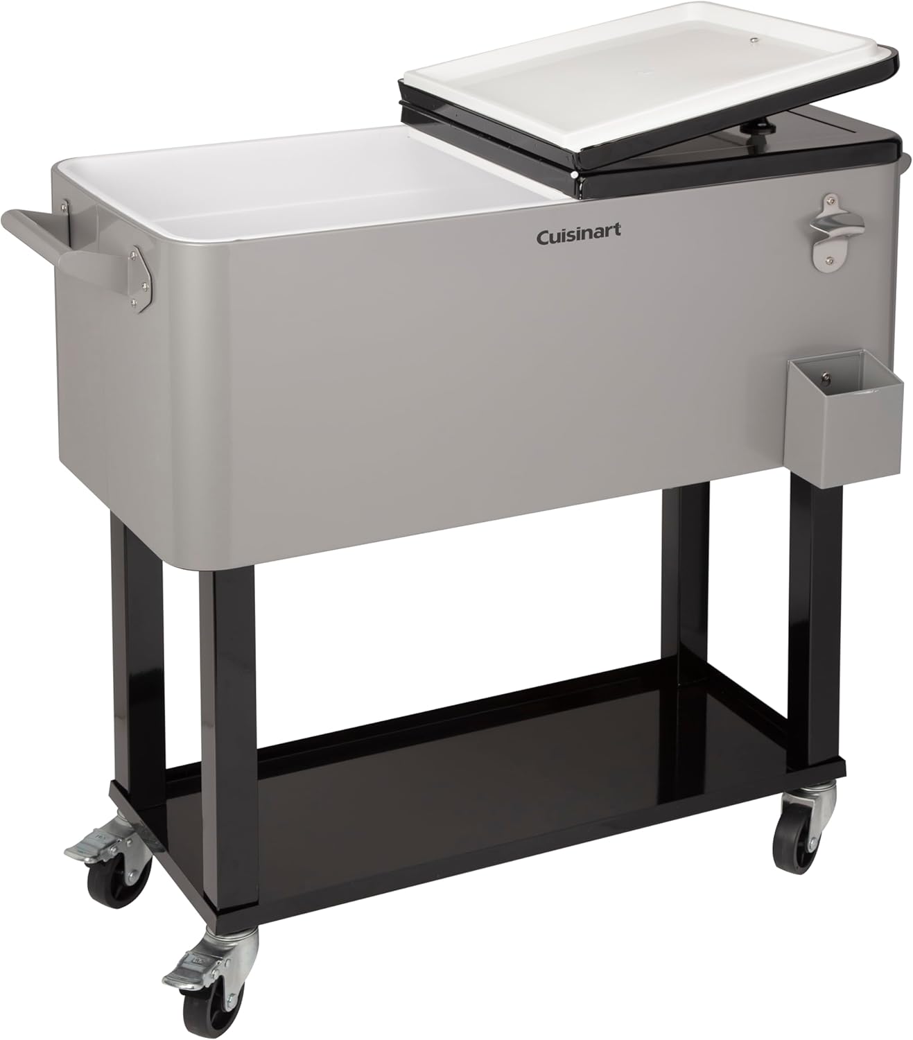 Cuisinart 80 Qt Cooler Cart, Portable Outdoor Beverage Cooler with Storage Shelf, Bottle Opener and Cap Collector, Summer BBQs, Cookouts and Tailgates, 48 Hour Cold Drinks, Chill, Fresh Sodas and Beer