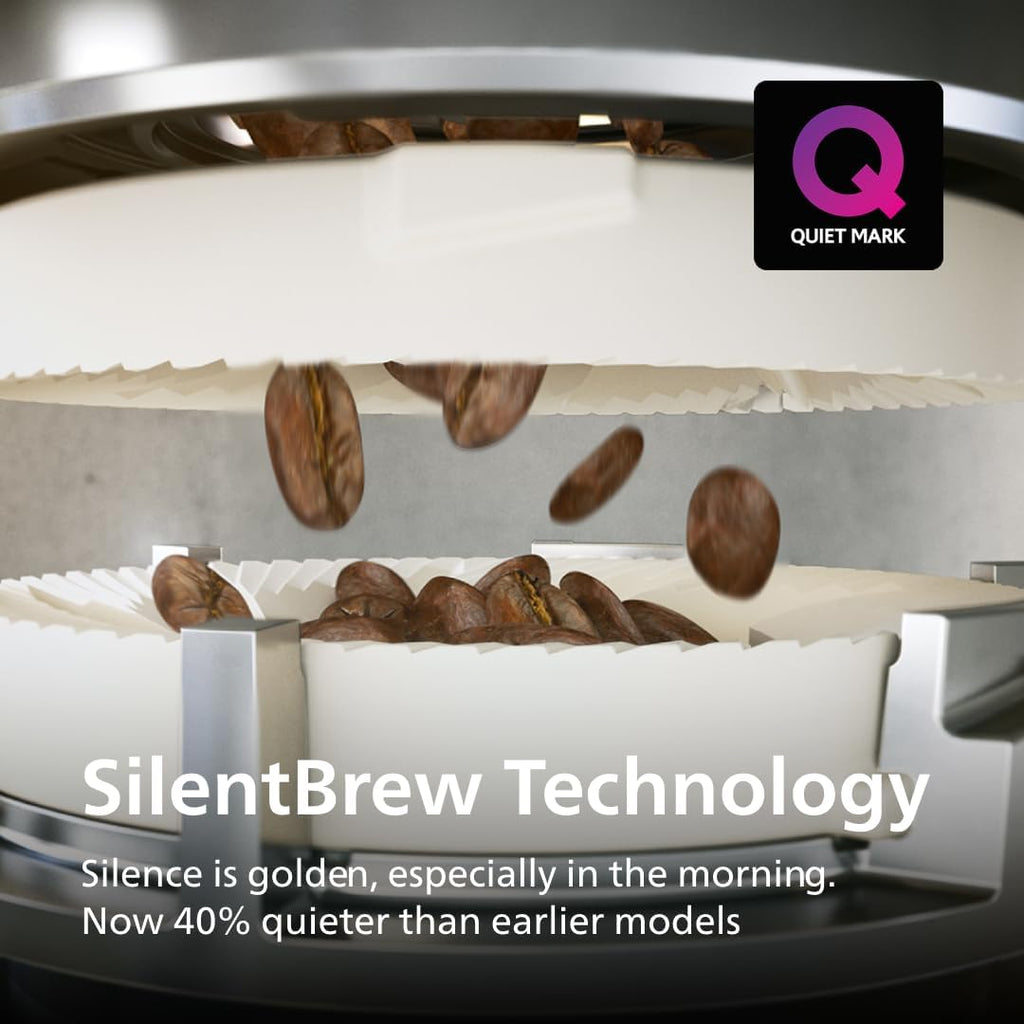 Philips 3300 Series Fully Automatic Espresso Machine with integrated milk frother and grinder, 5 Hot & Iced Coffee Pre-Sets, 40% Quieter SilentBrew, 15-Bar Pressure, Glossy Black (EP3326/90)