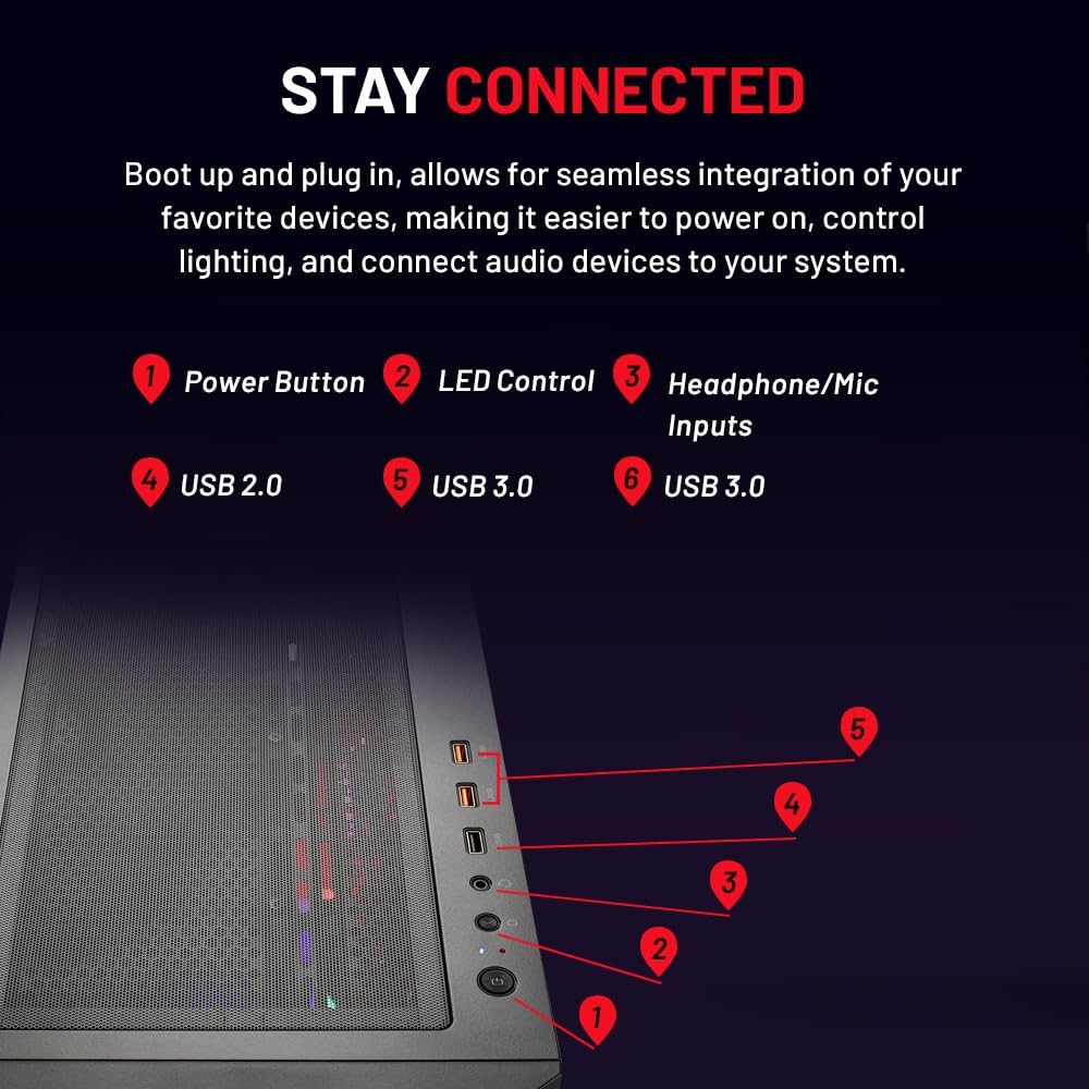 Skytech Gaming Blaze4 Mini Desktop PC, Ryzen 7 7700 3.8 GHz (5.3GHz), AMD RX 9060XT 16GB, 1TB NVMe SSD, 32GB DDR5 RAM 5200 RGB, 650W Gold PSU, Wi-Fi, Win 11