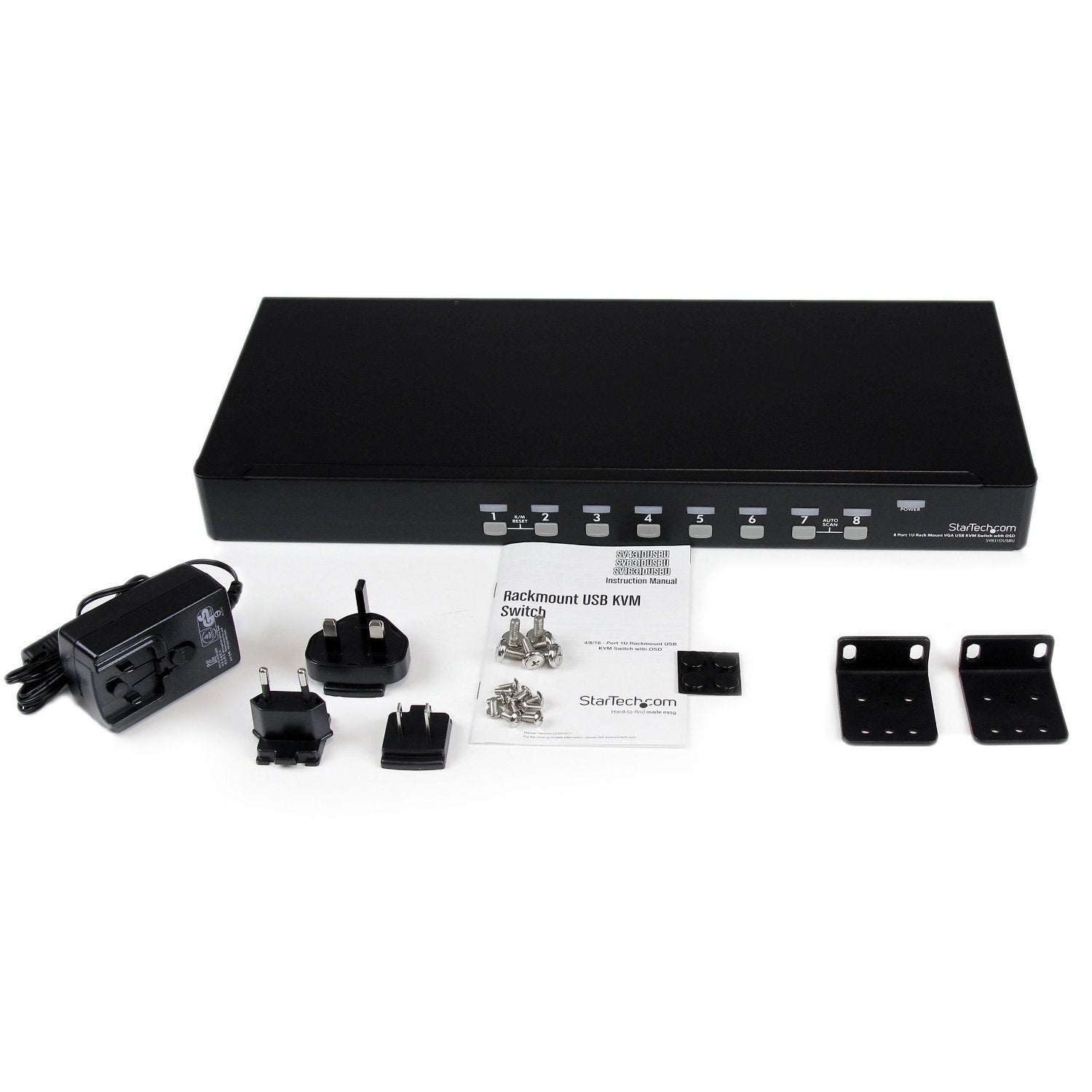StarTech.com 8-Port USB KVM Swith with OSD - TAA Compliant - 1U Rack Mountable VGA KVM Switch (SV831DUSBU)