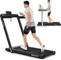 Goplus 2 in 1 Folding Treadmill with Dual Display, 2.25HP Superfit Under Desk Electric Pad Treadmill, Installation-Free, Blue Tooth Speaker, APP Control, Remote Control, Walking Jogging for Home