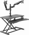 VIVO 32 inch Standing Desk Converter with Dual Monitor Mount for up to 32 inch Screens, Height Adjustable Riser with Mechanical Spring Arms, Black, DESK-KIT-0K2K