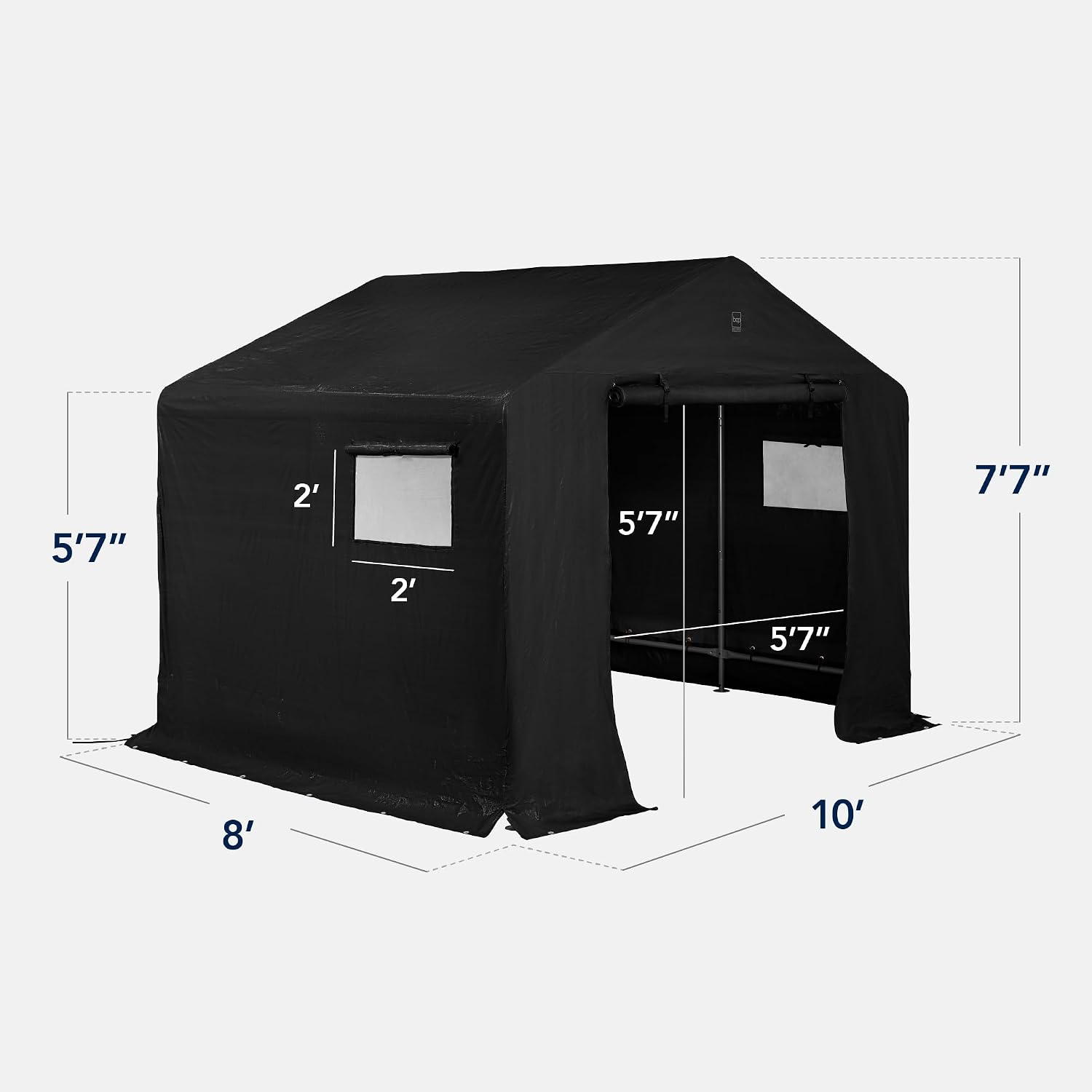 Best Choice Products 10x8ft Outdoor Storage Shed, Carport, Canopy Shelter, Dual Doors & Windows, Metal Frame, Weather-Resistant, Perfect for Storing Motorcycle, Bike, Garden Tools – Black