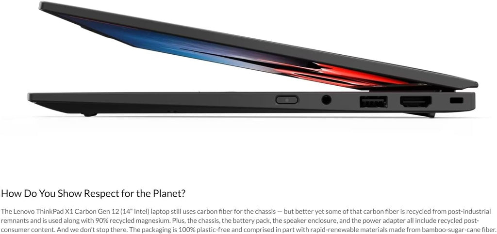 Lenovo Gen 12 ThinkPad X1 Carbon Laptop with Intel Ultra 7 165U vPro Processor, 14' WUXGA 100% sRGB Touchscreen, 32GB 6400MHz RAM, 1TB Gen4 Performance SSD, FHD+ IR+ RGB Camera, and Windows 11 Pro