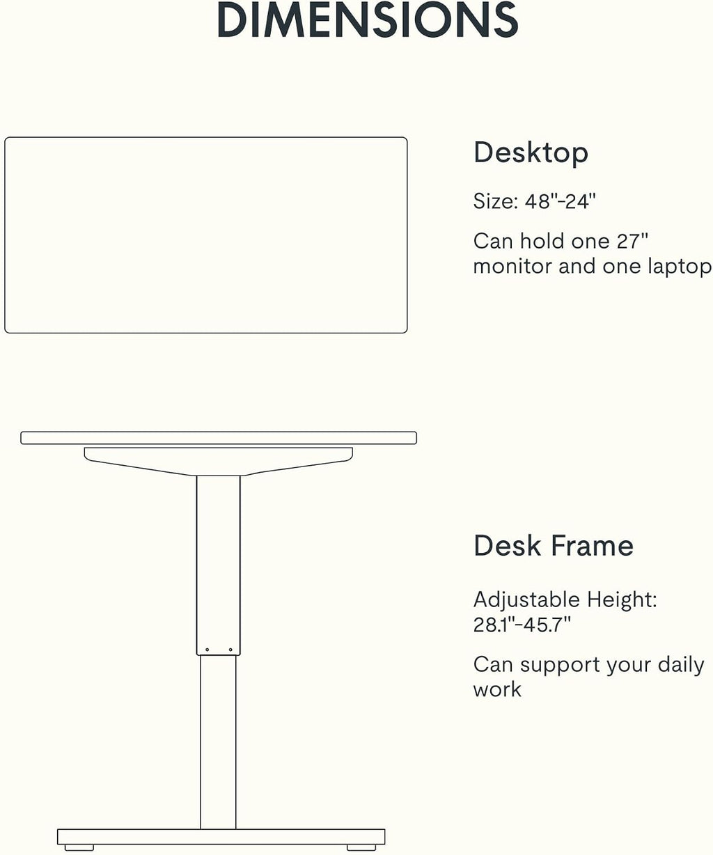 FLEXISPOT Solid Wood Standing Desk, One-Piece Real Wood Desktop, Electric Height Adjustable Desk for Home Office, 176 LBS Capacity (48'x24' Rubber Wood, White Frame)