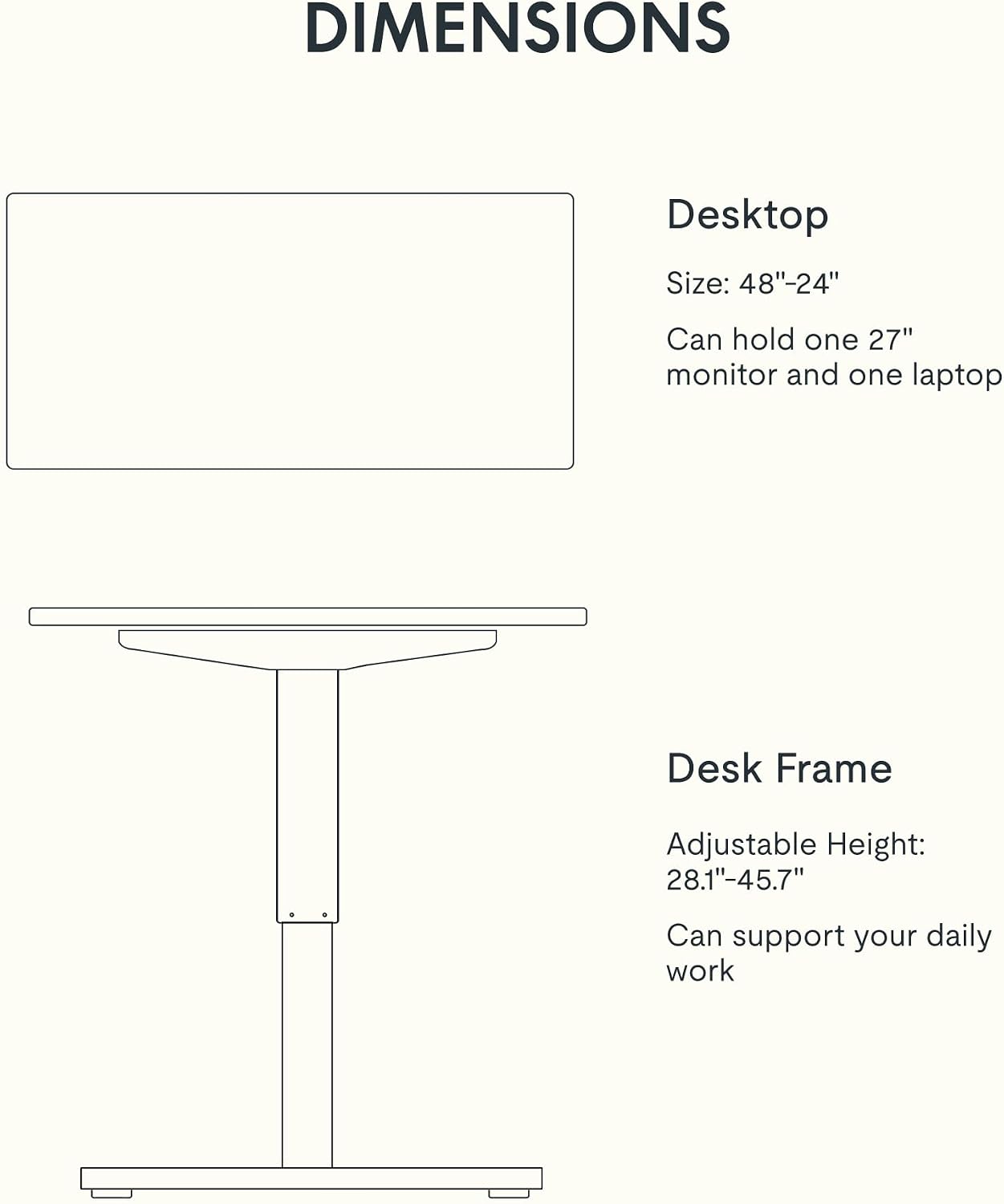 FLEXISPOT Solid Wood Standing Desk, One-Piece Real Wood Desktop, Electric Height Adjustable Desk for Home Office, 176 LBS Capacity (48'x24' Rubber Wood, White Frame)