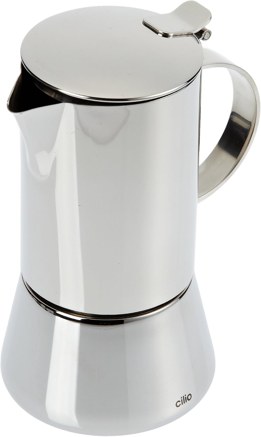 Cilio Stovetop Coffee Maker - 4-Cup, Polished Stainless Steel, Modern - Espresso Maker, Italian Coffee Pot & Percolator