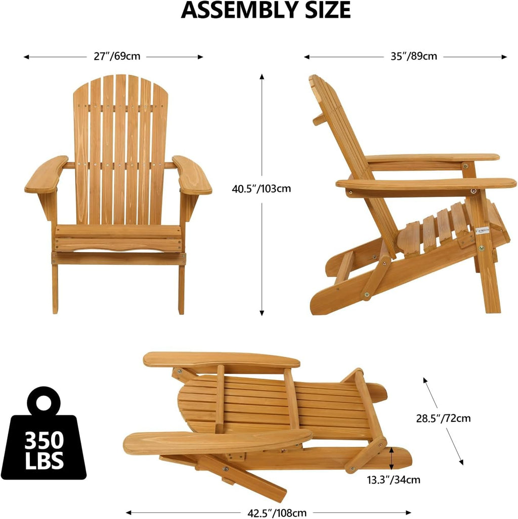 VINGLI Folding Adirondack Chairs Set of 4 Clearance Weather Resistant/Lawn Cheap Fire Pit Highwood Lounge Chairs-Patio Furniture Sets for Campfire, Bonfire