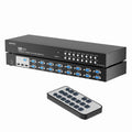 16 Port KVM Switch VGA, 16 Computers Share 1 Set of Monitor, Keyboard, Mouse, Printer, 16 in 1 Out Rack Mount KVM with 3 USB 2.0 Port (Included 16 VGA KVM Cables + Remote)
