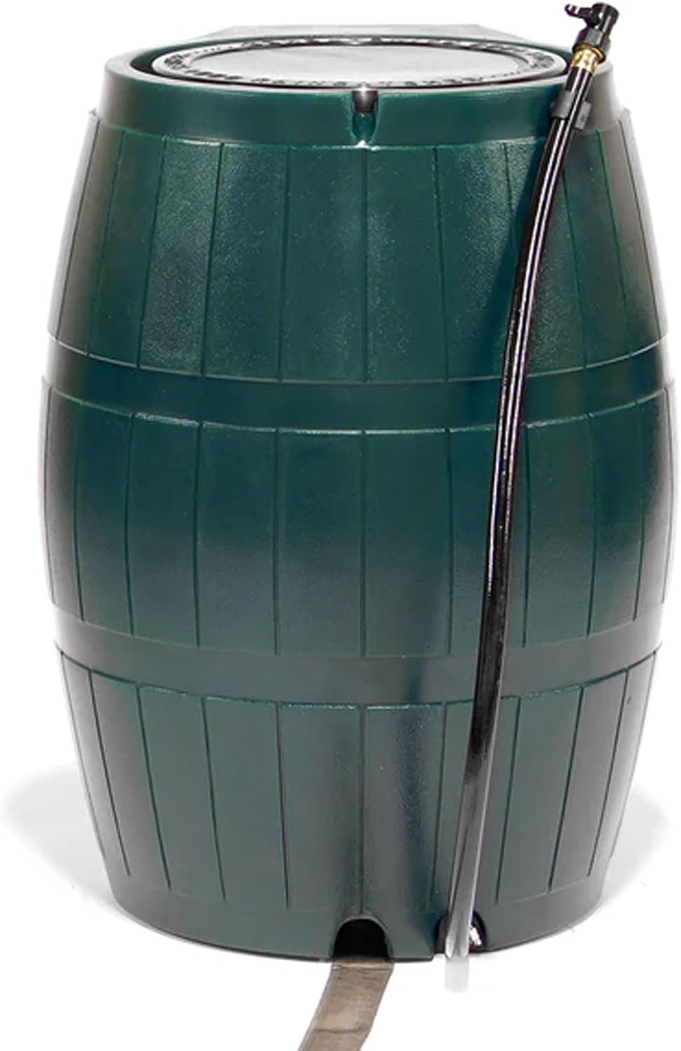 FCMP Outdoor Raincatcher 4000 Rain Barrel, Flat-Back Rainwater Catcher with Spigots, 50 Gallon, Green - Portable Water Storage Container Tank for Home, Garden, and Backyard
