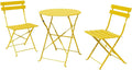 Indoor/Outdoor 3-Piece Foldable Bistro Set, Folding Outdoor Patio Furniture Sets, 2 Chairs and 1 Table, Weather-Resistant Outdoor/Indoor Conversation Set for Patio, Yellow, US001