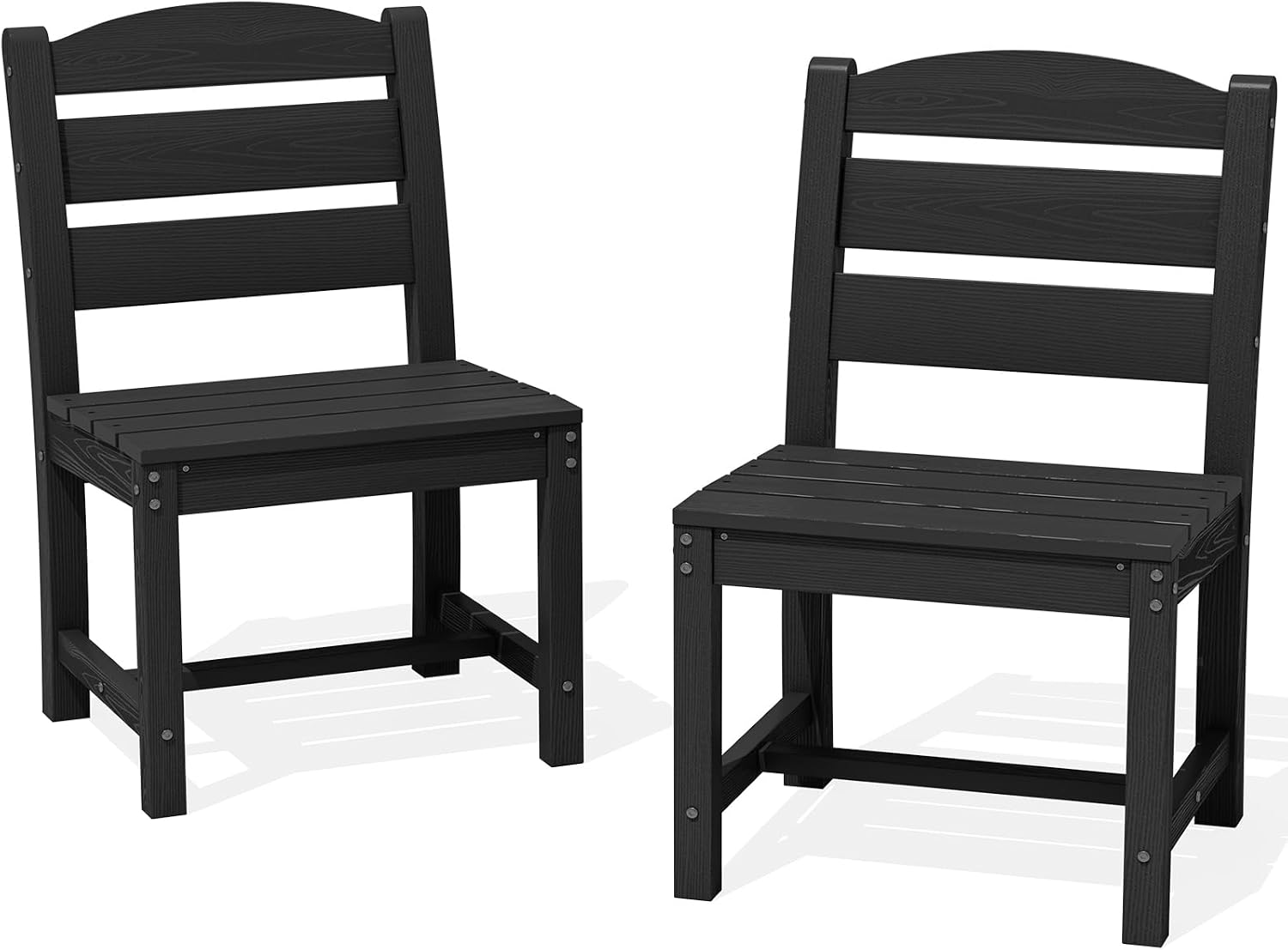 SERWALL Patio Dining Chair, All Weather Dining Chair Set of 2, Outdoor Dining Chair with Widened Seat, Black