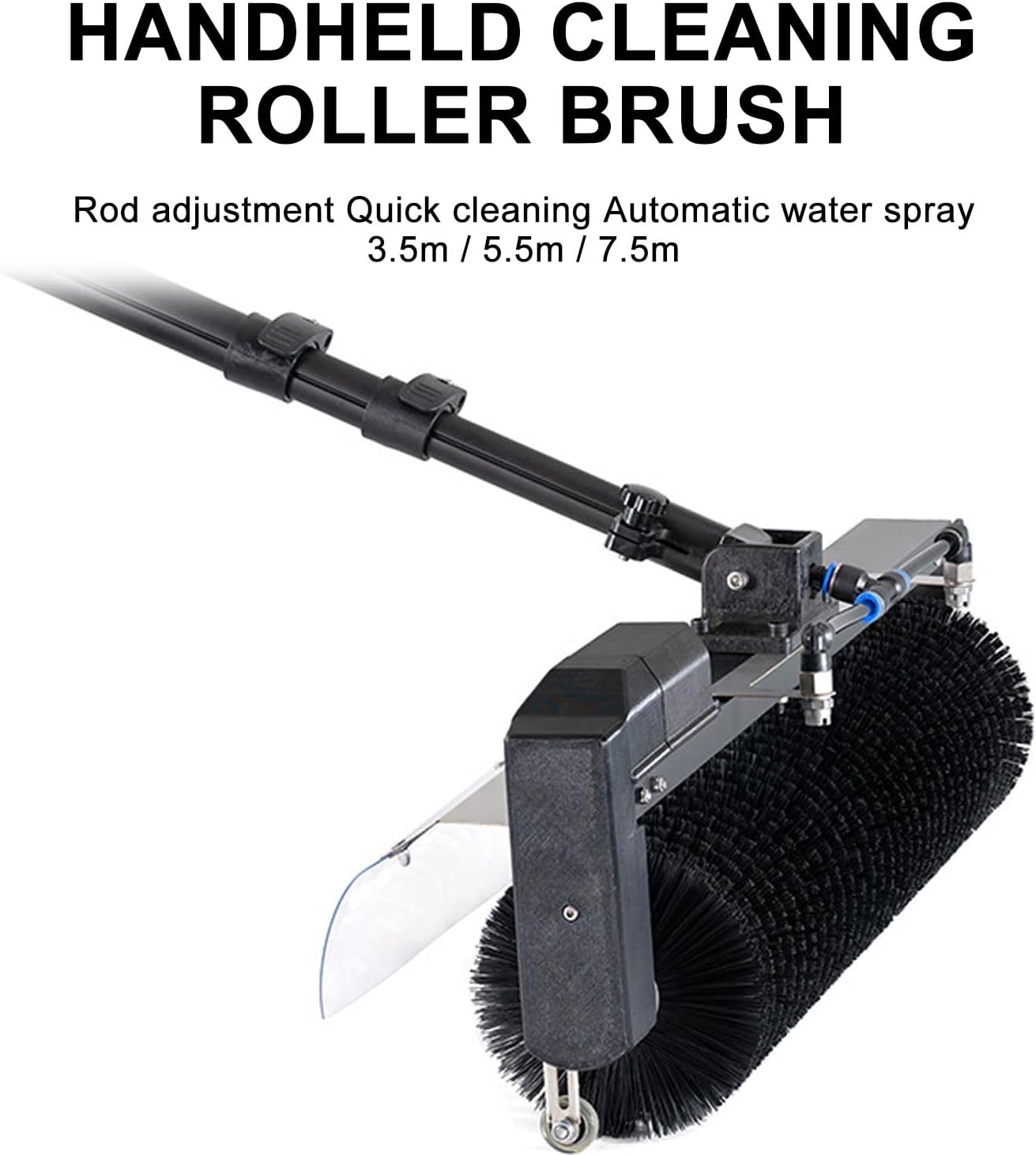 Electric PV Panel Cleaning Brush 3.5m/5.5m/7.5m, with Extension Pole, Solar Panel Cleaner, Automatic Water Supply Cleaning Brush(7.5M)