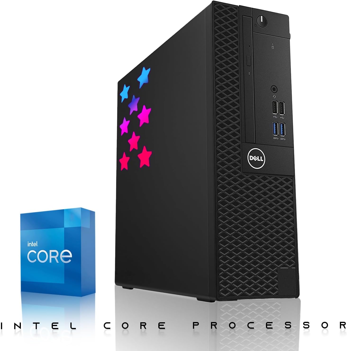 Dell Desktop PC Gaming Bundle - Core i7, 16GB RAM, 1TB SSD, 24-inch Monitor, AMD RX 550, RGB Keyboard with AI-Enhanced Copilot Key and Mouse, RGB Headphone, Webcam, Wi-Fi, Windows 11 Pro(Renewed)
