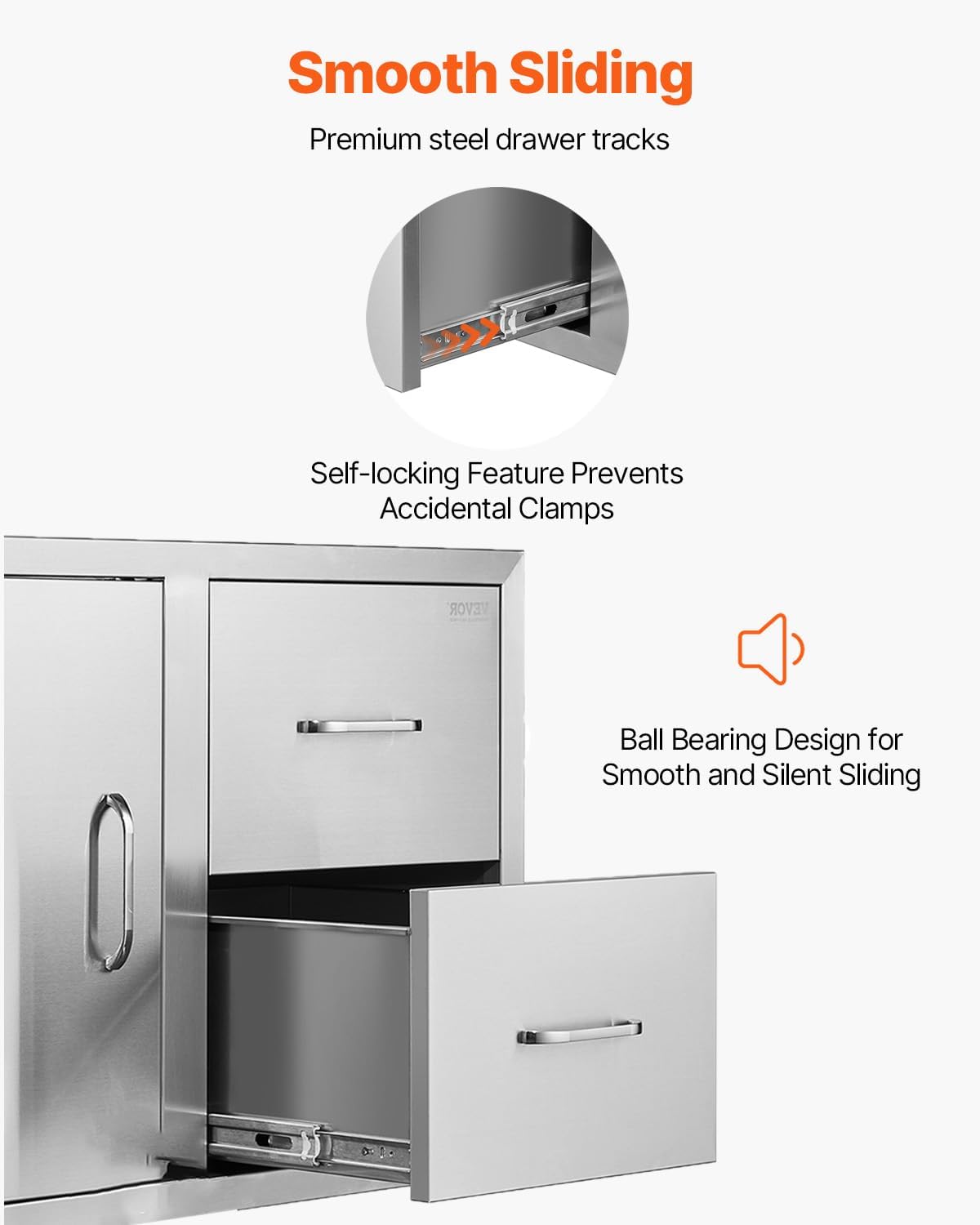 VEVOR Outdoor Kitchen Door Drawer Combo, 32.5'Wx21.7'Hx20.5'D, Access Door Double Drawers with Paper Towel Rack, BBQ Island Drawers with Stainless Steel Handles, 30.7'Wx20'Hx21'D Cutout Size