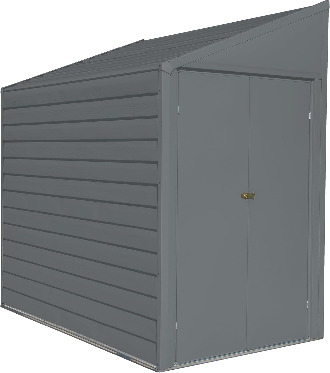 Arrow Yardsaver 4' x 7' Galvanized Steel Outdoor Storage Shed with Sloped Roof and Double-Door Entry, UV-Resistant Steel Floorless Compact Storage Shed, Charcoal
