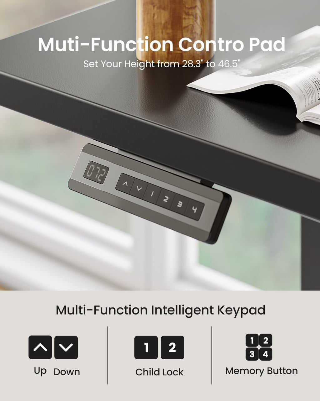 FEZIBO L Shaped Electric Corner Standing Desk, 55×32 inch Home Office & Computer Height Adjustable Table with 4 Memory Height Settings, Ergonomic Sit and Stand Desk with Splice Board, Black Top