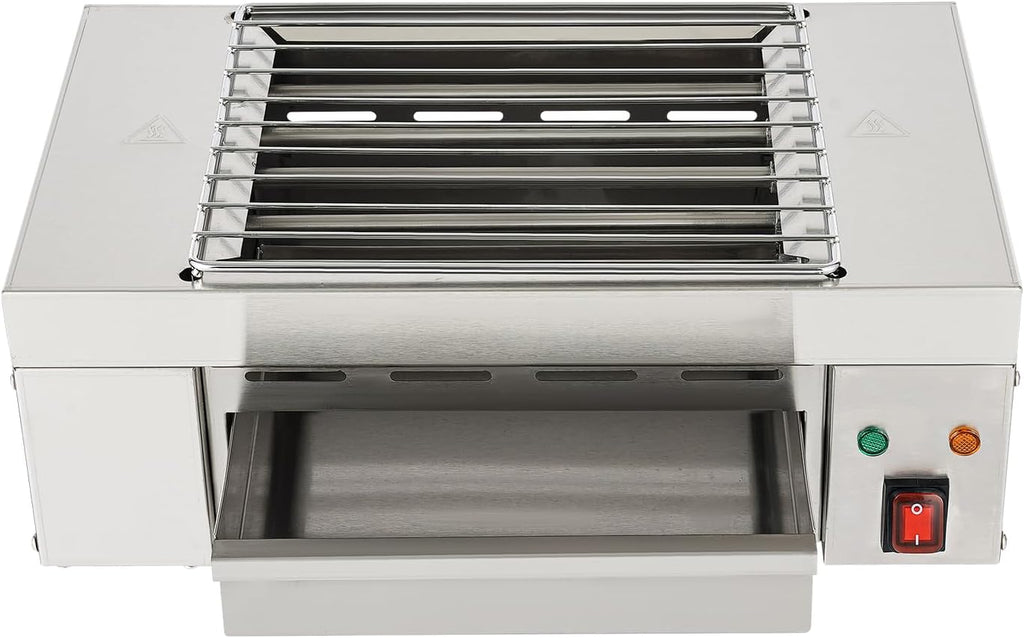 Electric Indoor Grill, 1500W Stainless Steel Commercial Countertop Grill with Removable Griddle Plates for Barbecue Party Buffet, 32-446℉ Temperature, L17.3*W10.2*H6.5in