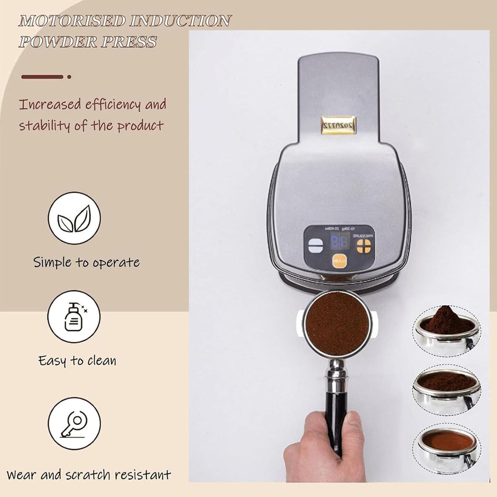 58mm Coffee Tamper - Automatic Bean Powder Press Machine for Expresso - 10-30 KG Adjustable Pressure - Coffee Tool - Easy Clean - for Home Use(PlainWeave)
